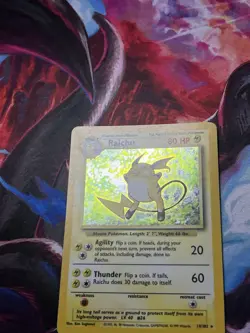 Pokemon TCG Raichu Base Set Holo Rare Card 14/102 MP Condition - Image 2