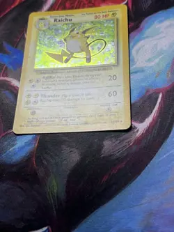 Pokemon TCG Raichu Base Set Holo Rare Card 14/102 MP Condition - Image 3