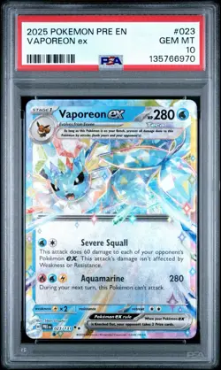 2025 POKEMON PRE EN-PRISMATIC EVOLUTIONS #023 VAPOREON EX PSA 10 - Image 1