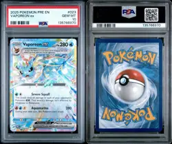 2025 POKEMON PRE EN-PRISMATIC EVOLUTIONS #023 VAPOREON EX PSA 10 - Image 3