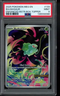 PSA 9 - 2025 Bulbasaur - (Mega Evolution Stamped) 133/132 Holo Pokemon - Image 1