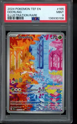 PSA 9 - 2024 Deerling 165/162 SV05: Temporal Forces Holo Pokemon - Image 1