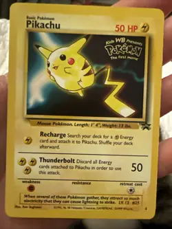 Pokemon TCG Pikachu #25 Black Star Promo 1999 WB the First Movie LP/NM - Image 1