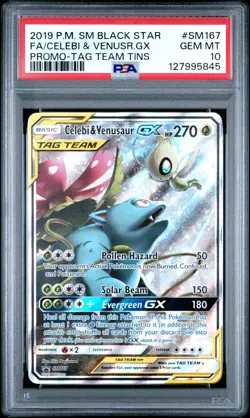 Pokemon Celebi & Venusaur GX SM167 BSP S&M Tag Team Tins Promo GEM MINT PSA 10 - Image 1