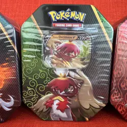 Pokemon TCG Divergent Powers Tins Set of 3 Sealed: Decidueye Samurot Typhlosion - Image 3