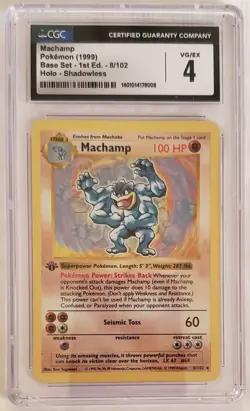 Machamp Pokemon 1st Edition Holo Shadowless 8/102 Base Set CGC 4 - Image 2