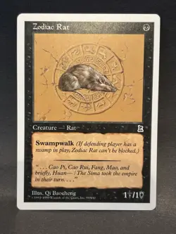 Vintage 1999 MTG Magic Portal Three Kingdoms English NM Card ZODIAC RAT - Image 1