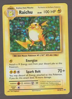 Raichu 36/108 Rare Holo XY Evolutions 2016 Pokemon Card LP - Image 1