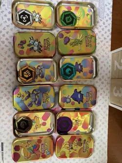 Pokemon 151 TCG Display EMPTY Mini Tins With Coins And Art Card Complete Set - Image 3
