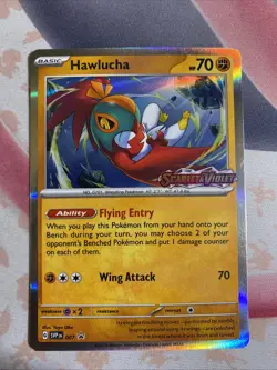 Pokemon Card Hawlucha 007 Black Star Promo Scarlet Violet Base Prerelease LP - Image 1