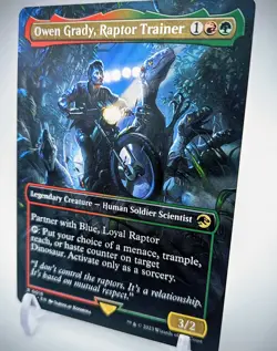 Owen Grady, Raptor Trainer R 0016 - MTG Jurassic World Borderless NM - Image 1