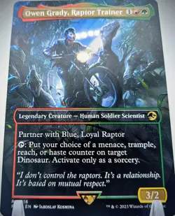 Owen Grady, Raptor Trainer R 0016 - MTG Jurassic World Borderless NM - Image 2