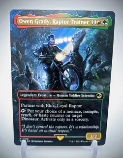Owen Grady, Raptor Trainer R 0016 - MTG Jurassic World Borderless NM - Image 3