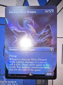 MTG - CLB - Ancient Silver Dragon (Borderless) #366 - Near Mint Foil - Image 1