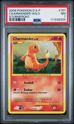 2008 POKEMON DIAMOND & PEARL STORMFRONT #101 CHARMANDER-HOLO PSA 7 - Image 1