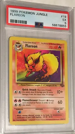 1999 Pokemon Jungle PSA 5 Flareon Rare #19 FRESHLY GRADED - Image 1