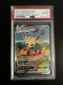 2021 POKEMON SWORD & SHIELD EVOLVING SKIES SECRET FULL ART/LEAFEON VMAX PSA 10 - Image 1