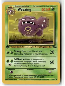 Weezing ⭐ 45/62 Fossil 1999 Pokemon 1st Edition NM - Image 1
