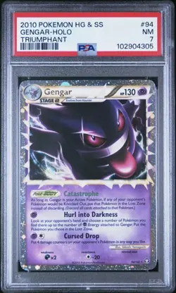 Pokemon Gengar Prime 94/102 Holo HeartGold & SoulSilver Triumphant PSA 7 - Image 1
