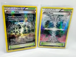 Pokemon Reverse Holo Stadium Lot (2) Chaos Tower 94/122 Reverse Valley 110/122 - Image 1