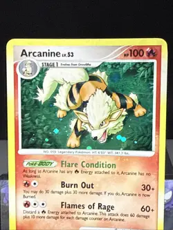 Pokemon Card Arcanine 1/111 Platinum Rising Rivals Rare Holo Bleed ERROR LP - Image 2