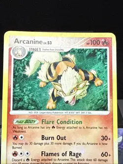 Pokemon Card Arcanine 1/111 Platinum Rising Rivals Rare Holo Bleed ERROR LP - Image 3