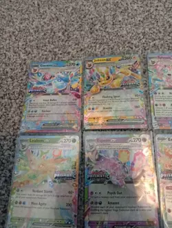 6 Prismatic Evolutions Stamped Pokemon Card Promos, Eevee, Leafeon, Sylveon Etc - Image 2