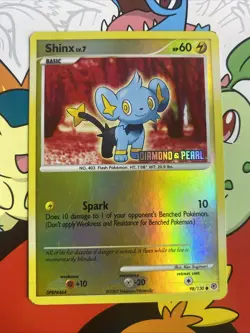 Shinx 98/130 Reverse Holo Diamond & Pearl Stamped Ken Sugimori Pokemon Card TCG - Image 1