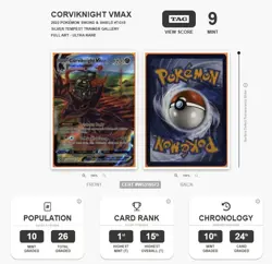 TAG 9 Corviknight VMAX TG19/TG30 Silver Tempest - Alt Art Pokemon Graded Card - Image 3