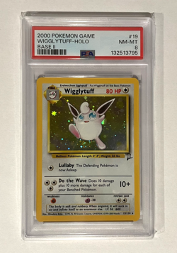 Pokemon Wigglytuff Holo #19 Base Set 2 PSA 8 - Unique Holo Swirl (Farting) - Image 1