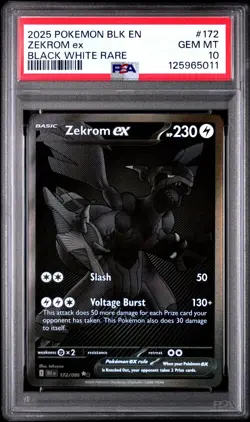 2025 POKEMON BLK EN-BLACK BOLT BLACK WHITE RARE #172 ZEKROM EX PSA 10 - Image 1