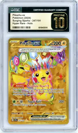 Pokemon Pikachu EX #247 Surging Sparks CGC Pristine 10 - Image 1