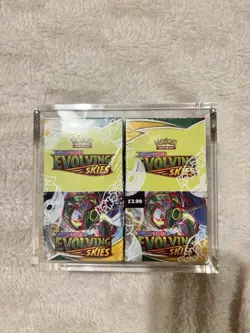 x2 Evolving Skies half size Booster Box with acrylic case. SWSH Sealed Pokemon - Image 1