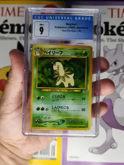 VINTAGE BAYLEEF #153 - 1999 Pokemon Japanese Neo Premium File - CGC 9 MINT - Image 1
