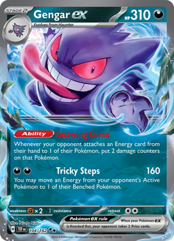 Gengar ex 104/162 - Temporal Forces - Pokemon TCG - Double Rare - Image 1