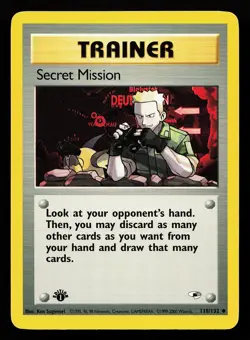 Secret Mission 118/132 1st Edition Gym Heroes Pokemon Card - Image 1
