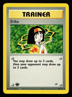Erika 100/132 Rare 1st Edition Gym Heroes Pokemon Card - Image 1