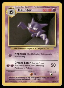 Haunter 1999 Base Set Unlimited WOTC Vintage Pokemon Card 29/102 (LP-NM) - Image 1