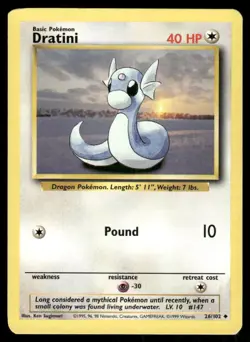 Dratini 1999 Base Set Unlimited WOTC Vintage Pokemon Card 26/102 (LP-NM) - Image 1