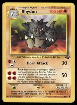 Rhydon 1999 Jungle WOTC Vintage Pokemon Card 45/64 (LP-NM) - Image 1