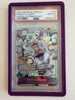 One Piece Luffy Nika OP05-119 Manga Alternative Art Comic Card PSA 10 - Image 1