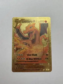 CHARIZARD V Gold Foil Fan Art Display Card, HP 220 M/NM - Image 1