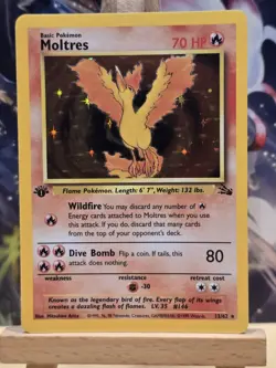 Pokemon TCG Moltres Holo Rare Card 12/62 Fossil 1st Edition Never Played Nice - Image 1