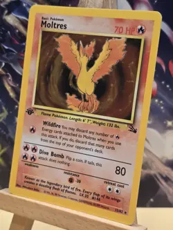 Pokemon TCG Moltres Holo Rare Card 12/62 Fossil 1st Edition Never Played Nice - Image 2