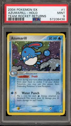 Pokemon Azumarill EX Team Rocket Returns Holo Rare #1 PSA 9 Mint - Image 1