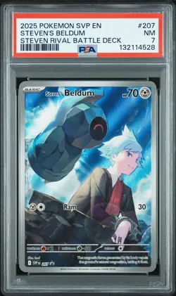 2025 POKEMON SVP EN-SV BLACK STAR PROMO #207 STEVEN'S BELDUM PSA 7 - Image 1