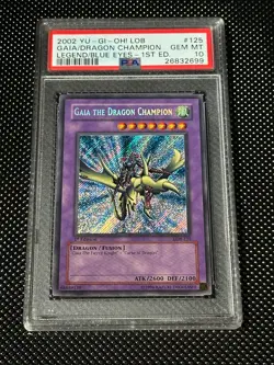Yugioh PSA 10 Gaia the Dragon Champion LOB-125 Secret Rare 1st Edition *2699 - Image 1