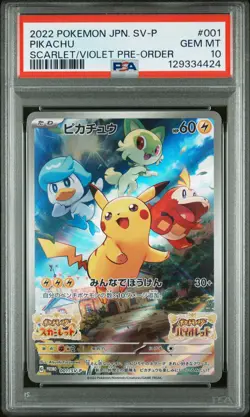 PSA 10 Pikachu 001/SV-P Scarlet & Violet Pre-order Pokemon Japanese Card - Image 1