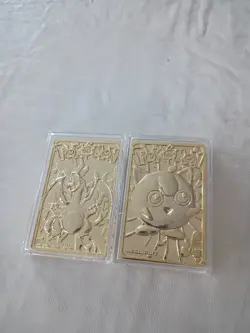 Set Of 2 23K Gold Plated Pokemon Card Vtg 1999 Burger King - Image 1