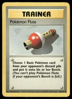 Pokemon Cards Pokemon Flute 86/102 UNLIMITED Base Set WOTC Uncommon MP - Image 1